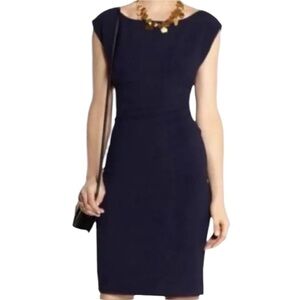Diane Von Furstenberg Navy Blue Ruched Cap Sleeve Cocktail Dress